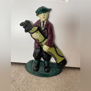 Golfing caddy golf bag cast iron doorst
